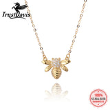 Davis 925 Sterling Silver 18K Bee Insect CZ Pendant Necklace Gift For Women