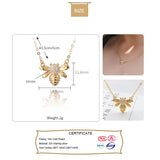 Davis 925 Sterling Silver 18K Bee Insect CZ Pendant Necklace Gift For Women