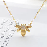 Davis 925 Sterling Silver 18K Bee Insect CZ Pendant Necklace Gift For Women