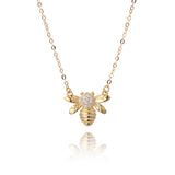 Davis 925 Sterling Silver 18K Bee Insect CZ Pendant Necklace Gift For Women