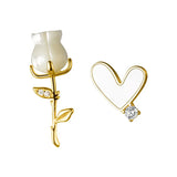 925 Silver 18K Shell Heart CZ Stud Earrings For Women Wedding DG0167