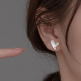 925 Silver 18K Shell Heart CZ Stud Earrings For Women Wedding DG0167