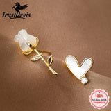 925 Silver 18K Shell Heart CZ Stud Earrings For Women Wedding DG0167