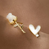 925 Silver 18K Shell Heart CZ Stud Earrings For Women Wedding DG0167