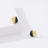 TrustDavis 925 Silver 18k Square Agate CZ Stud Earrings For Women