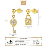 925 Silver Lock CZ Stud Earrings For Women