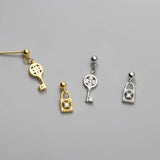925 Silver Lock CZ Stud Earrings For Women