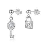 925 Silver Lock CZ Stud Earrings For Women