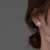 TrustDavis 925 Silver CZ Butterfly Stud Earrings For Daughter Girls
