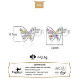 TrustDavis 925 Silver CZ Butterfly Stud Earrings For Daughter Girls