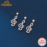 TrustDavis 925 Silver Music Notes CZ Pendant DIY Necklace Fine Jewelry