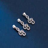 TrustDavis 925 Silver Music Notes CZ Pendant DIY Necklace Fine Jewelry