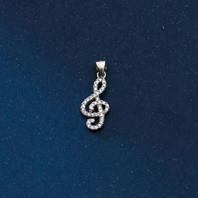 TrustDavis 925 Silver Music Notes CZ Pendant DIY Necklace Fine Jewelry