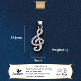 TrustDavis 925 Silver Music Notes CZ Pendant DIY Necklace Fine Jewelry
