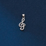 TrustDavis 925 Silver Music Notes CZ Pendant DIY Necklace Fine Jewelry