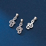 TrustDavis 925 Silver Music Notes CZ Pendant DIY Necklace Fine Jewelry