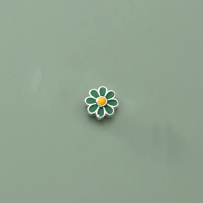 TrustDavis 925 Sterling Silver Pink Green Flower DIY Necklace Bracelet Accessory