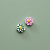 TrustDavis 925 Sterling Silver Pink Green Flower DIY Necklace Bracelet Accessory