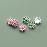 TrustDavis 925 Sterling Silver Pink Green Flower DIY Necklace Bracelet Accessory