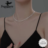 Davis 925 Silver Double Layer CZ Choker Necklace Wedding Jewelry