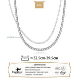 Davis 925 Silver Double Layer CZ Choker Necklace Wedding Jewelry