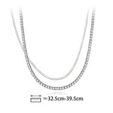 Davis 925 Silver Double Layer CZ Choker Necklace Wedding Jewelry