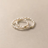 Davis 925 Sterling Silver 2mm Beads Natural Pearls Ring Wedding DE0565