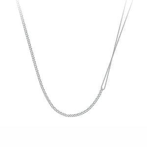 925 Silver Asymmetric Box Chain Necklace For Women Fine Jewelry