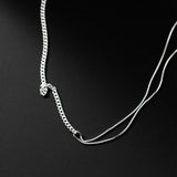 925 Silver Asymmetric Box Chain Necklace For Women Fine Jewelry