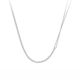 925 Silver Asymmetric Box Chain Necklace For Women Fine Jewelry