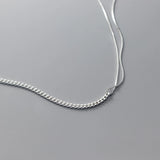 925 Silver Asymmetric Box Chain Necklace For Women Fine Jewelry