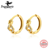 925 Sterling Silver Hollow CZ Drop Hoop Earring For Women Office Lady