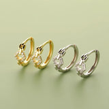 925 Sterling Silver Hollow CZ Drop Hoop Earring For Women Office Lady