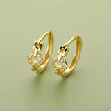 925 Sterling Silver Hollow CZ Drop Hoop Earring For Women Office Lady