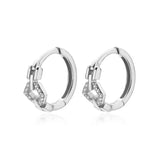 925 Sterling Silver Hollow CZ Drop Hoop Earring For Women Office Lady