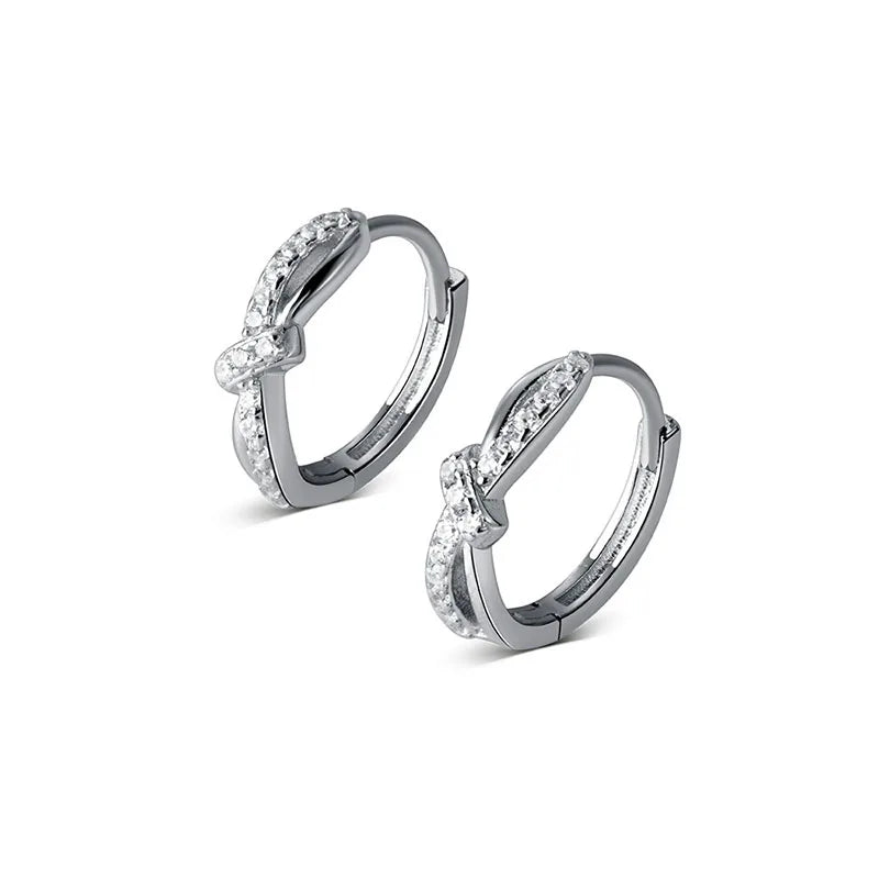 TrustDavis 925 Silver CZ Hoop Earrings Bridal Wedding Jewelry