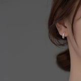 TrustDavis 925 Silver CZ Hoop Earrings Bridal Wedding Jewelry