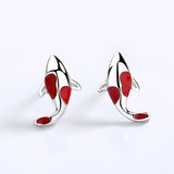 TrustDavis 925 Sterling Silver Rose Carp Screw Stud Earrings For Daughter Girls