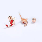TrustDavis 925 Sterling Silver Rose Carp Screw Stud Earrings For Daughter Girls