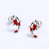 TrustDavis 925 Sterling Silver Rose Carp Screw Stud Earrings For Daughter Girls