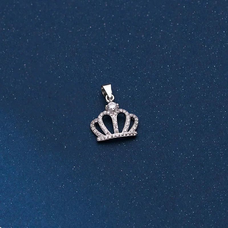 TrustDavis Sterling Silver Crown CZ Pendant DIY Necklace Jewelry