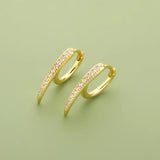 Davis 925 Silver CZ Hoop Earring For Women Fine S925 Jewelry