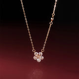 TrustDavis 925 Sterling Silver Flower CZ Necklace Wedding Jewelry