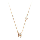 TrustDavis 925 Sterling Silver Flower CZ Necklace Wedding Jewelry