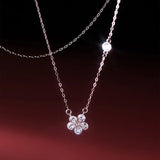 TrustDavis 925 Sterling Silver Flower CZ Necklace Wedding Jewelry