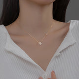 TrustDavis 925 Sterling Silver Flower CZ Necklace Wedding Jewelry
