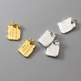 TrustDavis 925 Silver Geometric Square Letter Pendant DIY Necklace