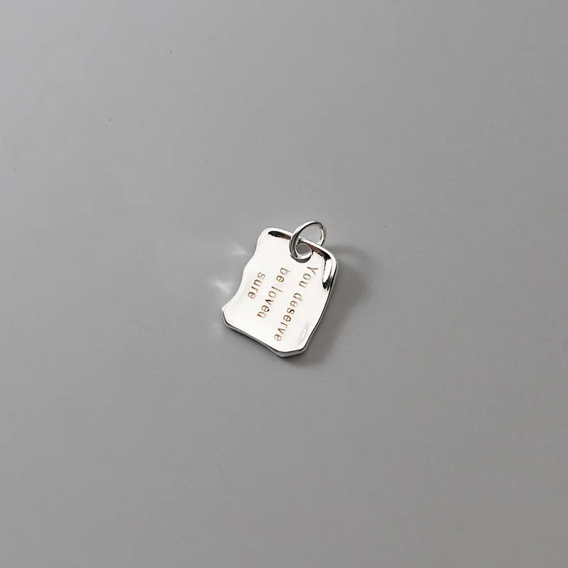 TrustDavis 925 Silver Geometric Square Letter Pendant DIY Necklace