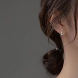 TrustDavis 925 Silver CZ Stud Earrings Asymmetric Moon Star For Daughter