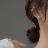 TrustDavis 925 Silver CZ Stud Earrings Asymmetric Moon Star For Daughter